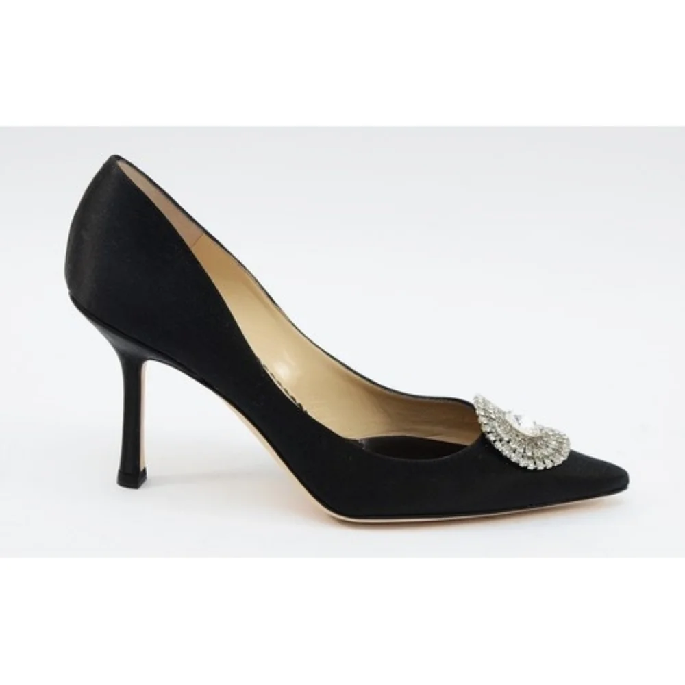 Jimmy Choo Crystal Accent Black Pointed Pumps Heels - Picture 15 of 15